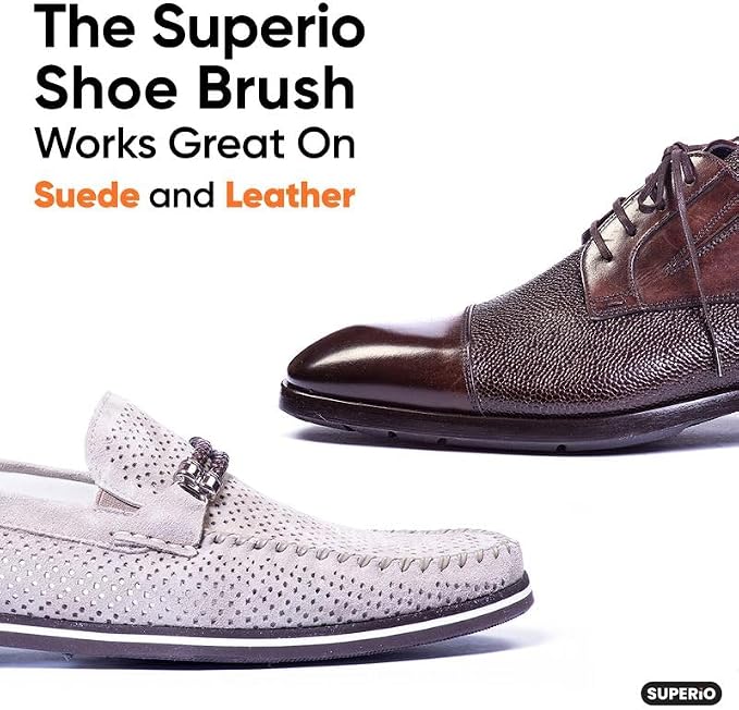 Superio Shoe Brush - Premium 7" Soft Bristles - Ideal for Cleaning and Polishing Shoes and Boots - Creates an Inimitable Shine on Leather - Sturdy and Durable,6 Pack