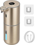 OHIFAST Automatic Foaming Soap Dispenser Touchless, USB Rechargeable Smart Hand Soap Dispenser, 6-Level Adjustable, 12.8oz/380mL Wall Mounted for Bathroom Kitchen Dish Soap-Gold