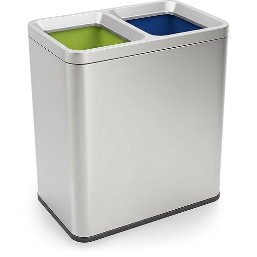 Simpli-Magic 70 Liter / 18.5 Gallon Rectangular Open Top Dual Compartment Recycling Trash Can, Stainless Steel (40L x 30L Capacity) Ideal for Restaurants, Coffee Shops, Gym and Households, 79655