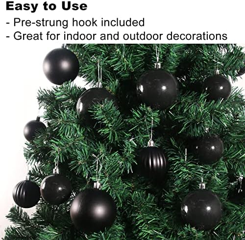 Black 2.5" Christmas Balls Christmas Tree Decoration Ornaments Shatterproof Hanging Balls for Birthday Halloween Holiday Wedding Decorations Set of 36pcs
