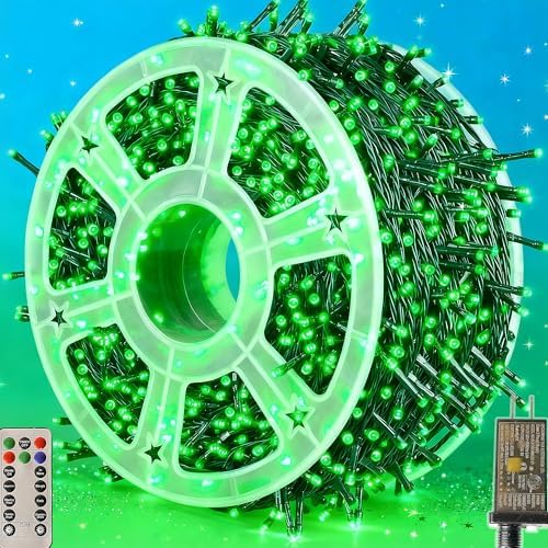 164FT Christmas Lights, 500 LED Outdoor Halloween String Lights Green