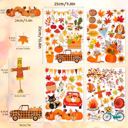 Thanksgiving Decorations - Reusable Static Window Clings for Glass