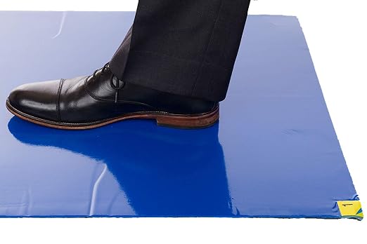 Professional Grade Sticky Floor Protection Mats [ Blue Tacky Adhesive Film] Removes Dust, Dirt & Small Debris from Shoes or Boots | Pack of 4 Pads, 30 Sheets per Pad (36" x 45" inches)