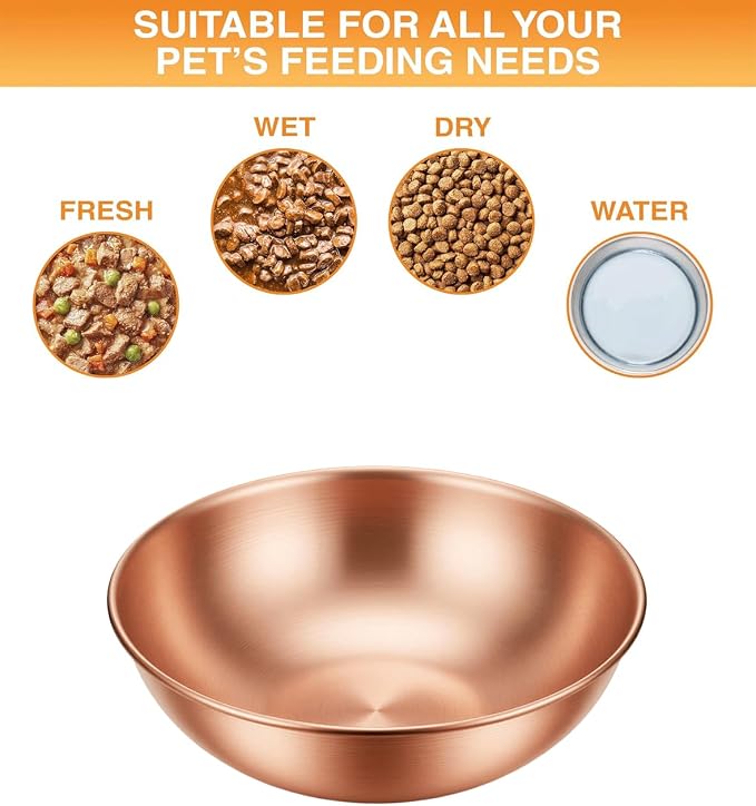 99.99% Pure Copper pet Bowl, 7.4-inch Copper Dog Bowl, a Large Copper Bowl Suitable for Family Pets. (1)
