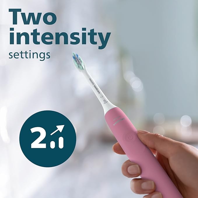 Philips Sonicare 4100 Electric Rechargeable Power Toothbrush, Pink, with Genuine Philips Sonicare Optimal Plaque Control Replacement Toothbrush Heads, White, 3 Pack