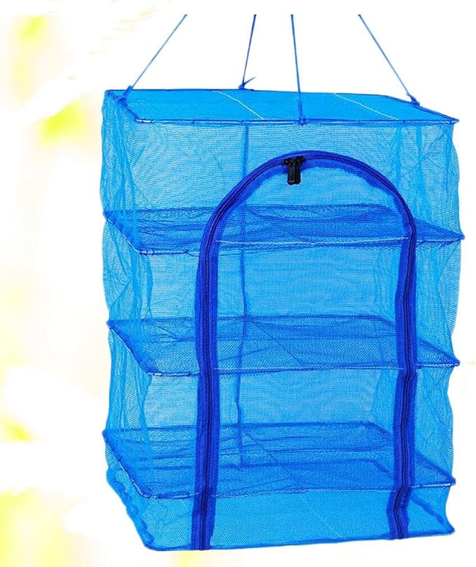 Gatuida Hanging Drying Net, 4 Layers Foldable Fish Mesh Hanging Drying Rack for Shrimp Fish Fruit Vegetables(66X50cm) Hanging Dryer Rack