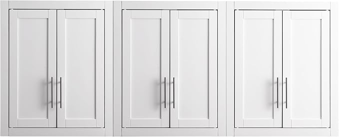 Crosley Furniture Savannah 3-Piece Wall Storage Cabinet, Cabinets for Laundry, Bathroom, Kitchen, White