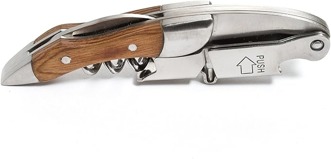 Prestige Waiters Corkscrew By Coutale Sommelier - Naturalwood - Handmade and Sustainable Pinewood Crate - French Patented Spring-Loaded Double Lever Wine Bottle Opener for Bartenders and Gifts