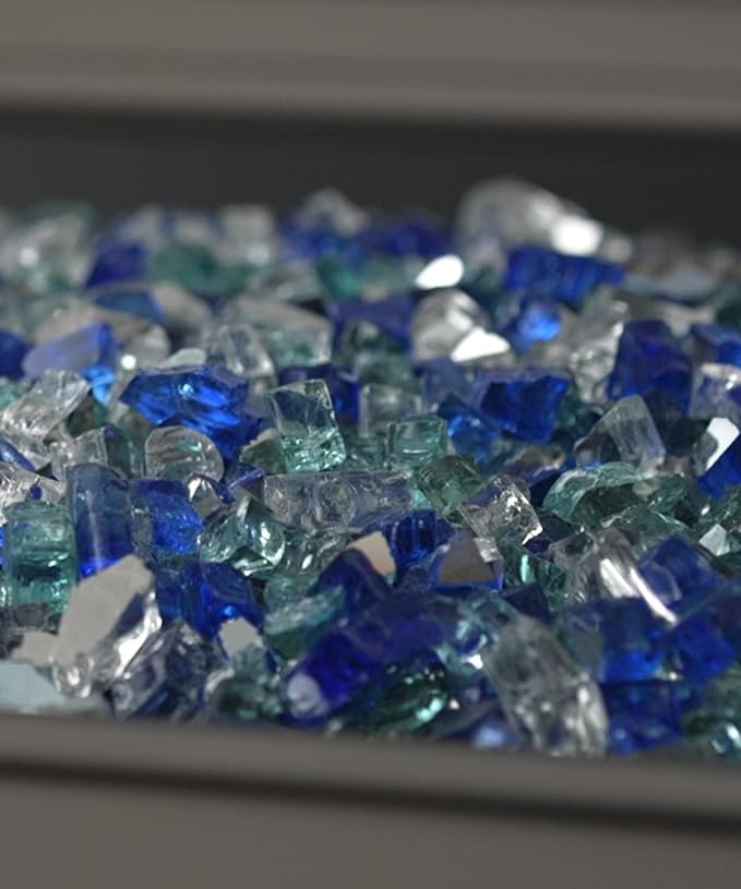 NUPICK 20 Pound Fire Glass, 1/2 Inch Reflective Fire Pit Glass Rocks