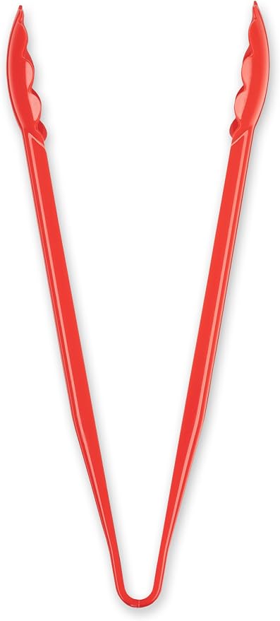 Carlisle FoodService Products salad tongs 12 in – 471205 Heat Resistant Plastic Tongs for Grilling and Food Prep, Dishwasher Safe for Restaurants, Kitchens, Catering NSF Listed, Red