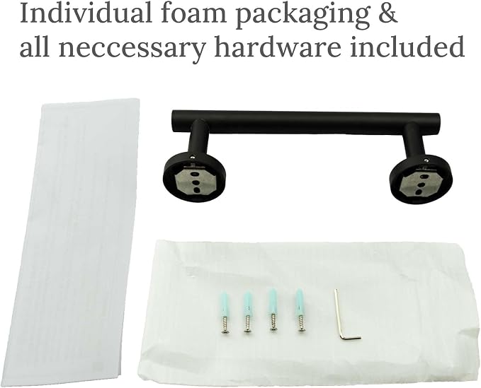 12 Inches Matte Black Towel Bar Bathroom Hardware 304 Stainless Steel Wall Mounted Kitchen Towel Holder Cloths Hanger