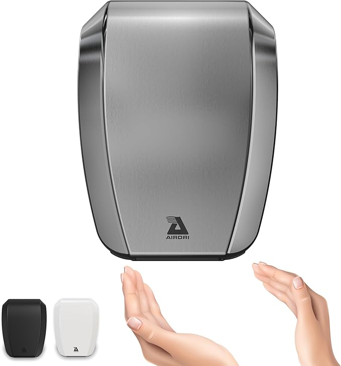CompactDRI Automatic Hand Dryer - 1.0kW Low Noise Motor - 15-Second Dry Time - 70dBa Noise Output - ADA Compliant - Ideal for Commercial Spaces and Public Facilities - Stainless Steel