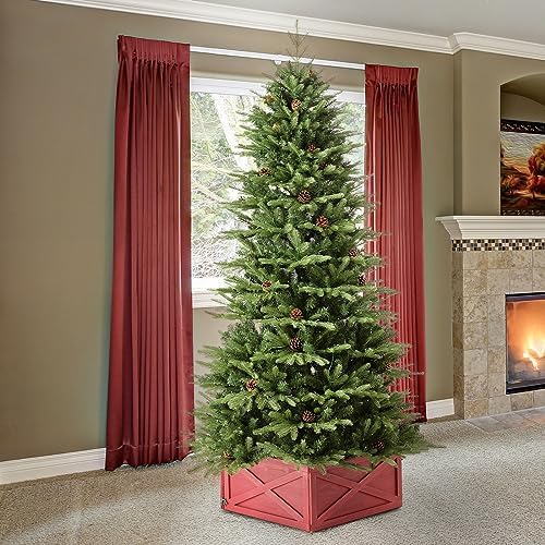 Glitzhome 6ft Pre-Lit Green Fir Artificial Holiday Christmas Tree with 350 LED Lights, 9 Functional Warm White/Multi-Color, Remote Controller, Ideal for Home, Office, Party Decoration