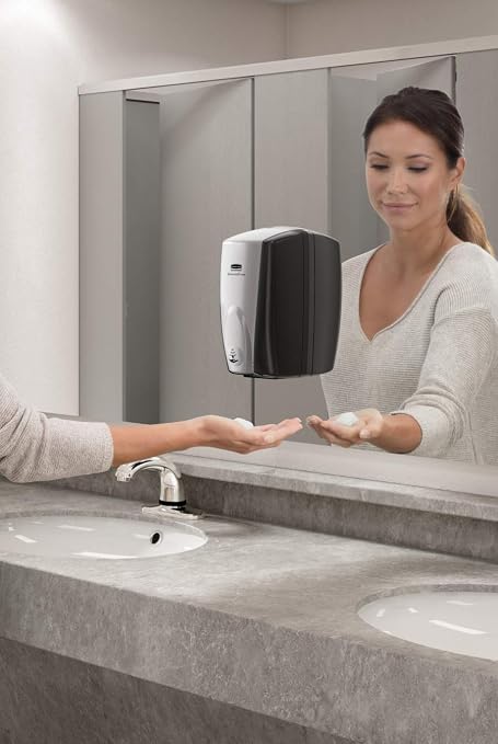Rubbermaid Commercial Products AutoFoam Dispenser, Automatic Touch Free Wall Mounted Soap and Sanitizer Dispenser, Hand Sanitizer Dispenser, Black/Black Pearl