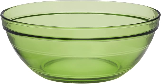 Duralex Gigogne Glass Stackable Mixing Bowls/Prep Bowls Set of 6, Green. 1½ qt. / 8⅛"