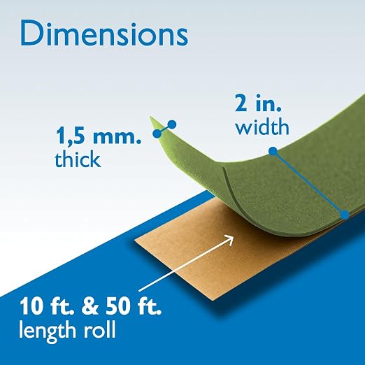 FindTape Polyester 1.5mm Felt Tape – 2 in. x 50 ft. Felt Strips with Adhesive Backing and Furniture Strips, Great for Arts and Crafts, Classrooms, and Protecting Furniture (Olive Drab)