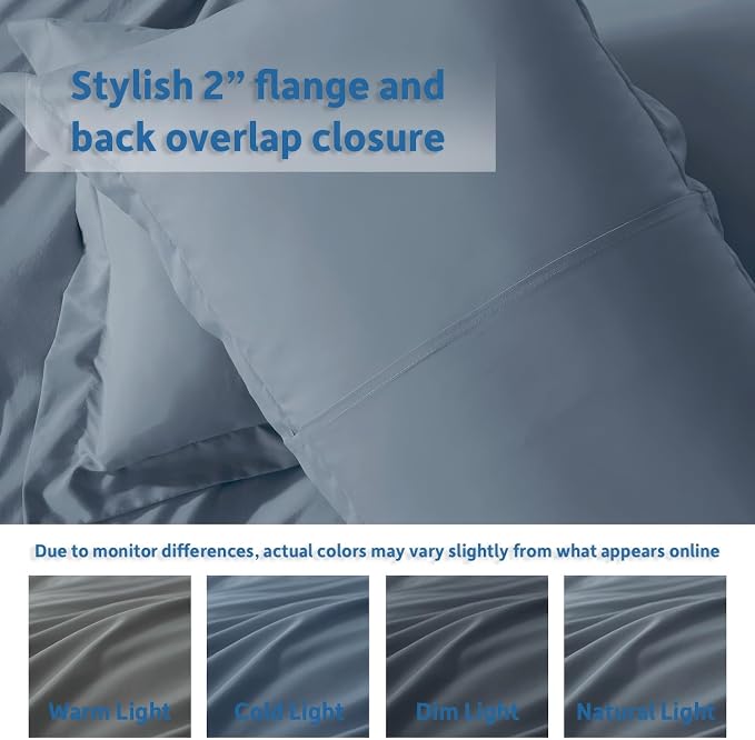 Nestl Stone Blue Duvet Cover Full Size - Soft Double Brushed Full Size Duvet Cover Set, 3 Piece, with Button Closure, 1 Duvet Cover 80x90 inches and 2 Pillow Shams