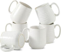 HASENSE Coffee Mugs Set of 6, 15 oz Ceramic Coffee Cups, Clay-Infused White | Porccelain Stoneware Large Handle Home Office Women Men Dad Mom Thanksgiving Gift Latte Hot Cocoa Dishwasher Microwave Safe