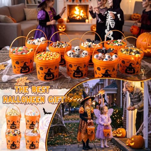 30 Pack 50 oz Halloween Trick or Treat Bucket Bulk