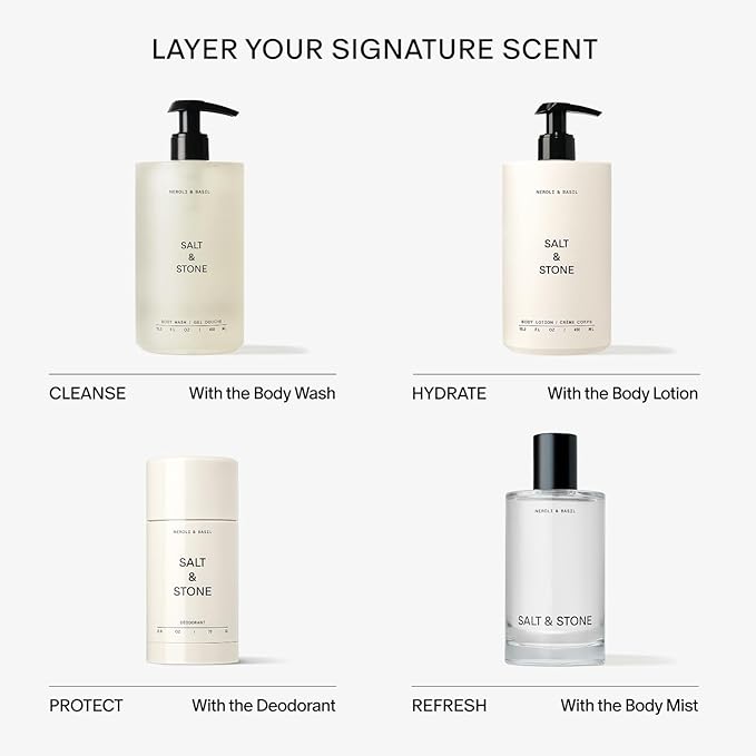 Salt & Stone Body Lotion for Women & Men | Neroli & Basil | Hydrates, Nourishes & Softens Skin | Restores Dry Skin | Fast-Absorbing | Cruelty-Free & Vegan | 15.2 fl oz