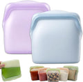 New Generation Silicone Storage, Reusable Silicone Food Storage Bags, Leak-Proof Upright Freezer Bags, Odor-Proof, High-Temperature Resistant, Microwave Dishwasher Safe for Snacks Leftovers (2-MixE)