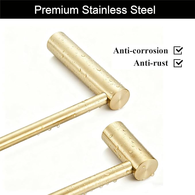 Towel Racks for Bathroom, NEWRAIN 30 inch Double Bath Towel Bar Wall Mounted, Stainless Steel Kitchen Towel Holder, Brushed Gold Towel Rod Towel Rail Hange