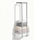 Towel Racks for Bathroom, NEWRAIN Stainless Steel Rolled Towel Storage Wall Mounted Bath Towel Holder for Folded Large Towel Washcloths, Bathroom Organizing Brushed Nickel