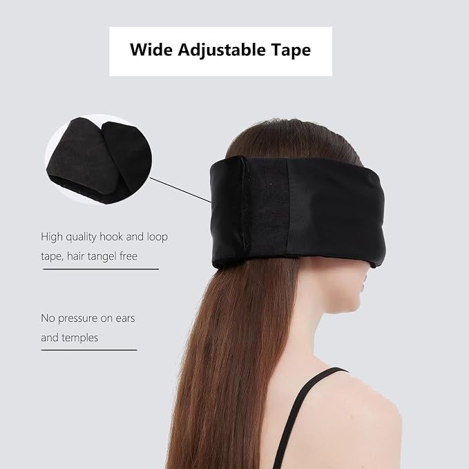 ALASKA BEAR Weighted Silk Eye Mask for Sleeping, Microwavable Beads Filled | Heavy Facemask, Wraparound Style, Wide Headband and Large Ear Coverage, Compression