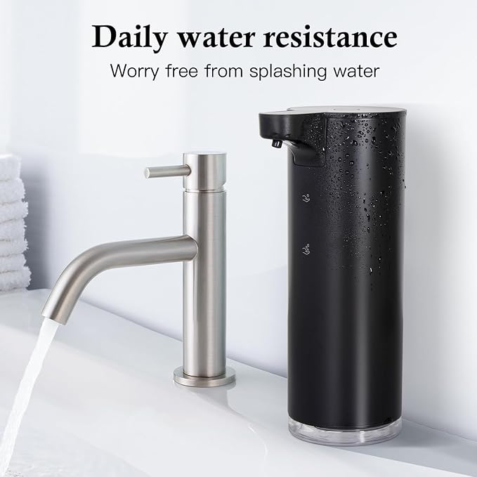 LAOPAO Automatic Soap Dispenser Foaming: Rechargeable Touchless Soap Dispenser Stainless Steel Foam Soap Dispenser for Bathroom Hand Soap Pump for Kitchen Xmas Gift, 9oz, Black