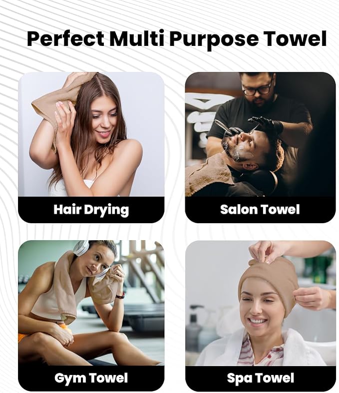 Avalon Towels Salon Towel - Beige Hand Towels Bulk Pack of 24 - 100% Cotton Absorbent Spa, Facial & Gym Towel for Working Out - 16x27 Inches (Not Bleach Proof)
