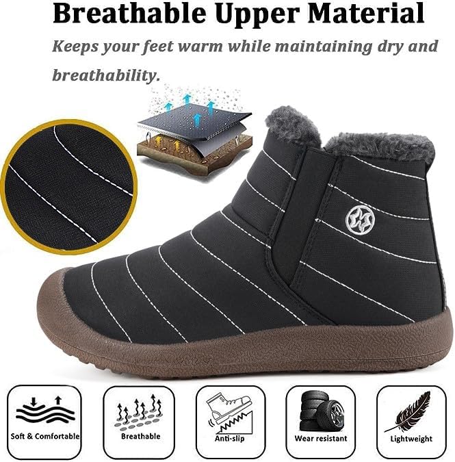 Eagsouni Womens Mens Snow Boots Winter Slip On Shoes