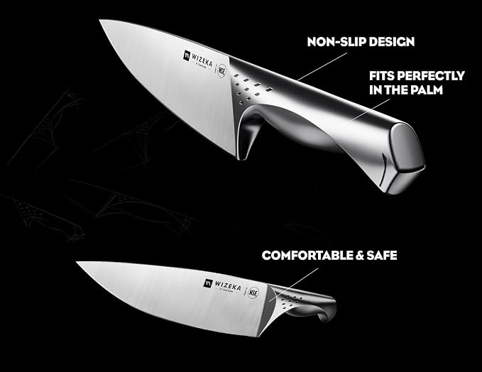 Knife Set with Block 15Pcs, High Carbon Stainless Steel, Razor-Sharp | One Piece Forged Ergonomical Silver handle, Premium German Steel, Ideal Gift with Elegent Box for Kitchen Chef, Jaguar Series