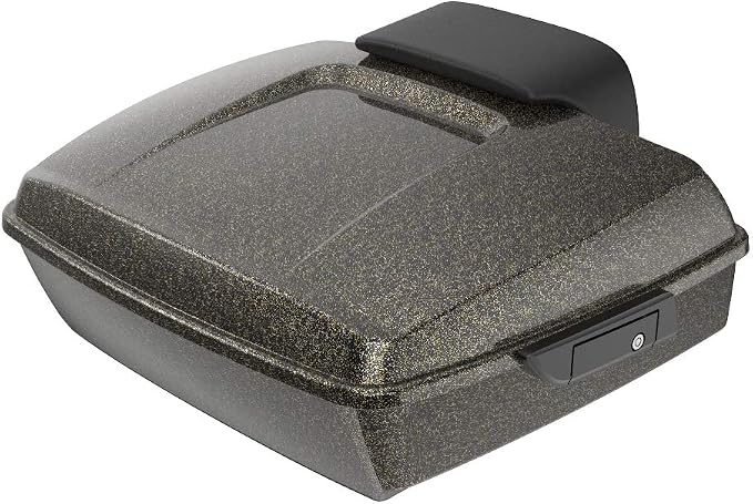Advanblack Road Glide Tour Trunk Pack Hard Candy Black Gold Flake Chopped Tour Trunk Pack Backrest Pad for '97-'25 Harley Touring Road King Street Glide Electra Glide CVO models