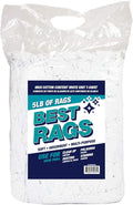 Arkwright T-Shirt Rags Bulk, 5 lb Bag, Cotton Cleaning Towels, Low Lint Knit Wiping Cloths for Paint, Stain, Grease, Shop and Auto Use, Absorbent Machine Washable, White