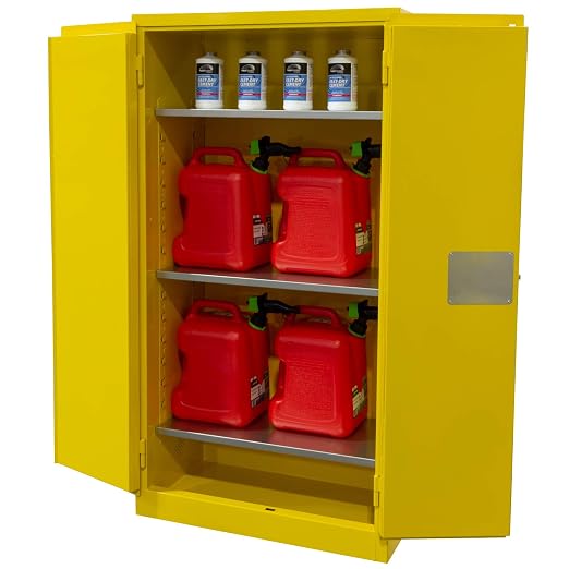 Jamco 44 Gallon Steel Flammable Safety Cabinet, Manual Doors, Yellow | All-Welded Double-Wall Steel Flammable Storage Cabinet, Lockable Doors, 34"W X 18"D X 65"H, Osha & Fm Certified, Made In Usa