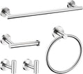 5 Pieces Bathroom Hardware Accessories Set Brushed Nickel, 24Inch Round Towel Racks Set for Bathroom, SUS304 Stainless Steel Towel Bar Set,Toilet Paper Holder Wall Mounted