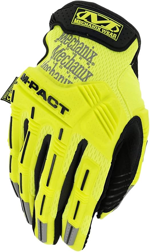 Mechanix Wear Hi-Viz M-Pact Gloves - High-Visibility Impact Gloves - For Builders Safety - For Construction - Vibration Absorbing - Touchscreen Compatible - Fluorescent Yellow - X-Large