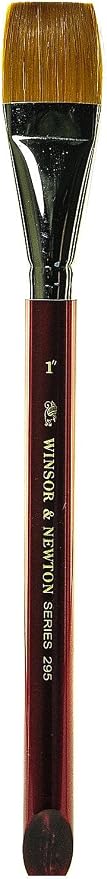 Winsor & Newton 5429125 Series 295 Golden Nylon & Natural Hair Pony Short Handle Brush - Flat Wash 1 inch