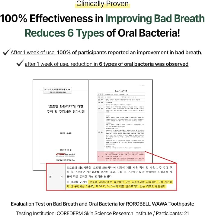 ROROBELL Wawa Toothpaste Made for My Boyfriend's Bad Breath, Sensitive Teeth, Improvement of Gum Problems/Peppermint Flavor/Made with Wasabi I 3.53 fl.oz (Pack of 1)