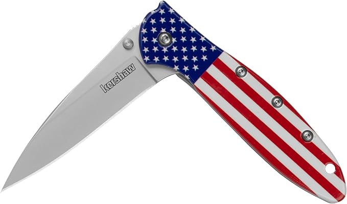 Kershaw Leek, BlackWash Pocket Knife (1660BLKW); 3 Sandvik 14C28N Steel Blade, 410 Stainless Steel Handle, BlackWash Finish, SpeedSafe Assisted Open, Frame and Tip Locks, Reversible Pocketclip; 3 OZ