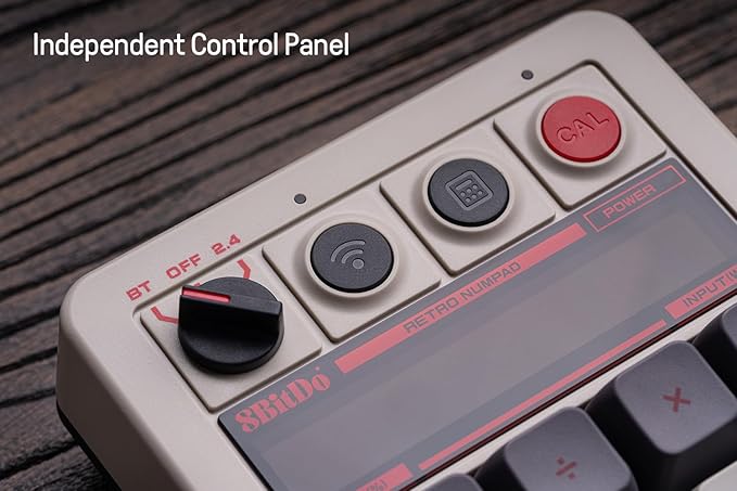 8Bitdo 18 Keys Retro Mechanical Numpad, Supports PC Numpad & Standard Calculator Mode, Hot-swappable, PC Calculator Shortcut Button, Bluetooth/2.4G/Wired Numpad for Windows and Android - N Edition