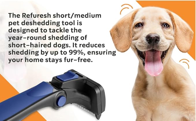 Deshedding Dog Brush for Short/Medium Hair (Large,Red) – Gentle Deshedding tool for Dogs & Cats – Reduces shedding, without damaging topcoat. Removes Loose Fur & Dead Undercoat.