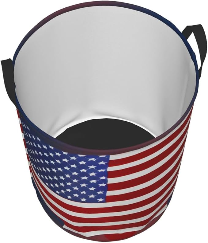 American Flag Baseball Large Foldable Laundry Basket Hamper,Storage Basket Bin With Handles,For Bathroom,College