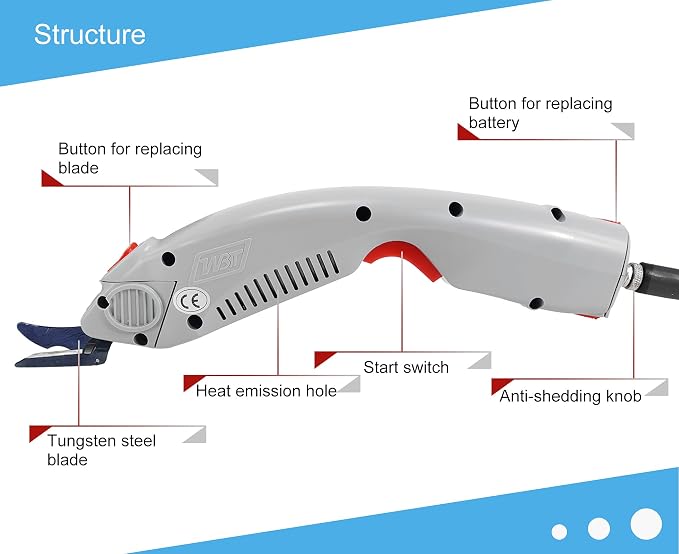 WBT-1 Electric Scissors for Cutting Fabric Cordless Electric Fabric Scissors Cloth Cutter with 2 Blades (1 Battery)
