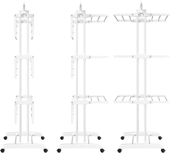 HOMIDEC Clothes Drying Rack, Large 4-Tier Foldable Drying Rack Clothing(67.7H x 19.7W x 30L Inches), Movable with 4 Castors. Multifunctional Stainless Steel Laundry Drying Rack, White