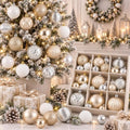 Lunmon 64 Pcs Christmas Ball Ornament Gold Silver White 1.57/1.97/2.36 Inch