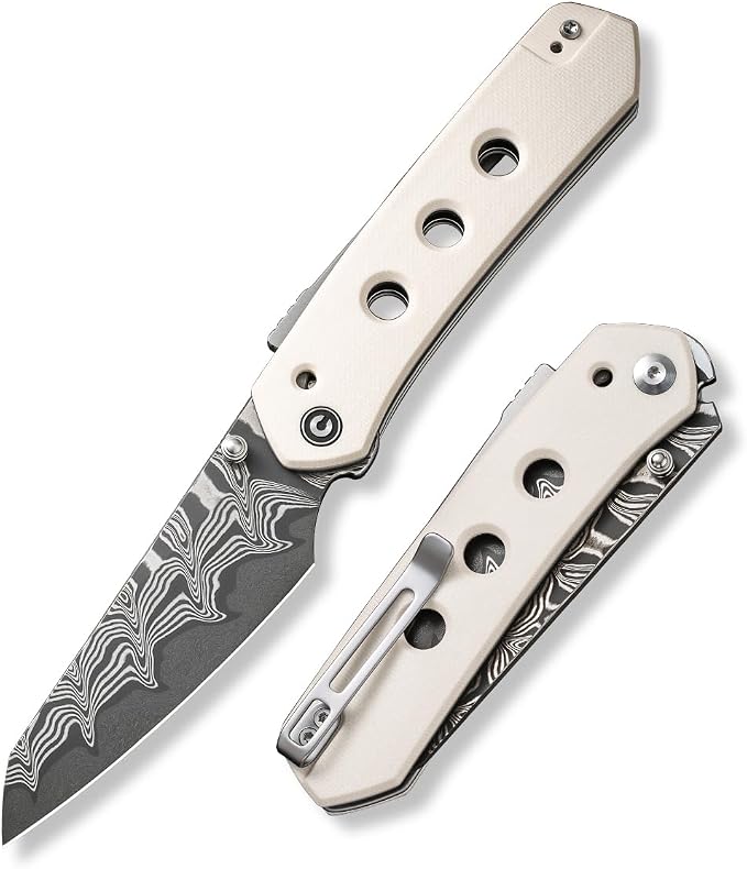 CIVIVI Vision FG Pocket Knife,3.54" Damascus Reverse Tanto Blade C22036-DS1 | Superlock Folding Knife with G10 Handle, Reversible Ambidextrous Clip for EDC Camping Hiking