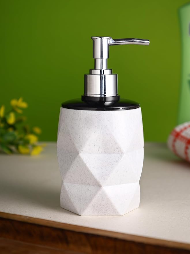 Toothbrush Holder and Handwash Liquid Dispenser for Wash basin, Set of 2, Bathroom Accessories, Unbreakable Plastic Organizer, Bathroom Essentials, Handwash, Sanitizer, Shampoo, Lotion (White)