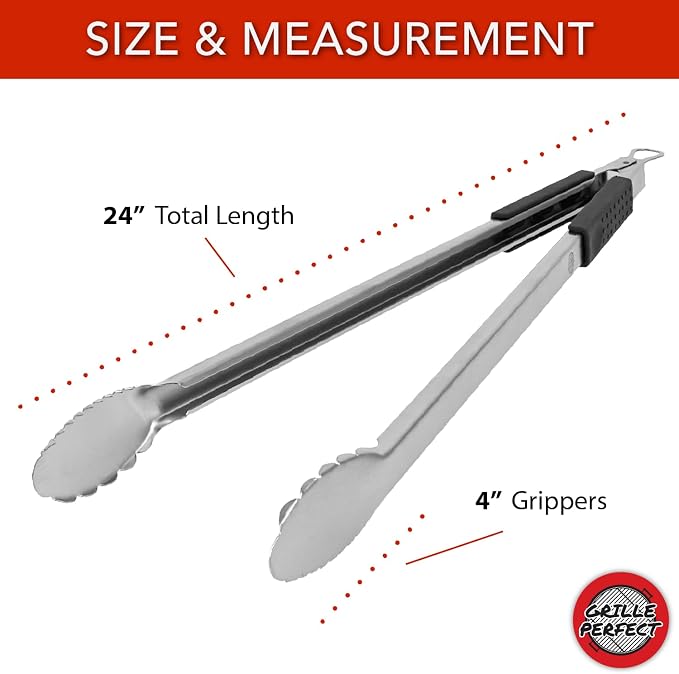 Fire Pit Wood Tongs 24-inch Long for Loading (12 lbs. Max Lift) with Safety Hand Grips for Fire Rings, Campfires, and Fireplaces, Outdoor or Indoor