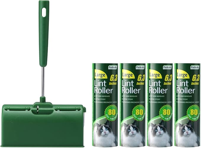 Fedicelly Large Lint Rollers Pet Hair Extra Sticky Furniture,Cat Dog Hair Remover Laundry Clothes Carpet,6.3 inches Wider with 640 Sheets Giant Lint Remover Brush for Couch